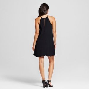 Xhiliration scallop black shift dress NWT